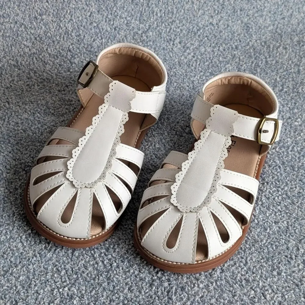 Felix & Flora Girls Size 11 Sandals Soft Rubber Princess Flat Flower Girl Shoes